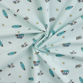 Jersey Tricot Print - Surfing  - Blue