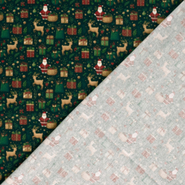 Katoen Print Kerst -  Santa - Navy