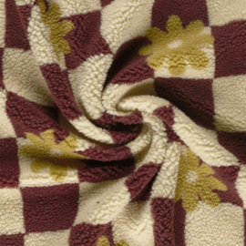 Teddy -  Blocks  & Flowers  - Ecru Bordeaux  Yellow