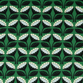 Loes van Oosten -  French Terry  - Flower   - Green Light Blue
