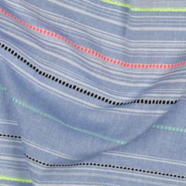 Katoen Yarn Dyed  - Stripes Neon  - Blue
