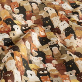 Katoen Poplin Print - Animals - Brown colors