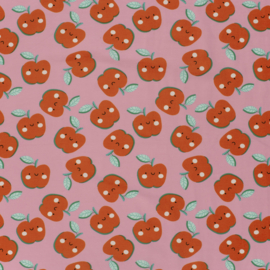Tricot Jersey Print - Apples - Pink