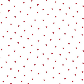 Katoen Poplin | Heart | White - Red