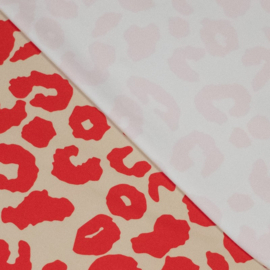 Lycra Yoga - Leopard   - Ecru Red