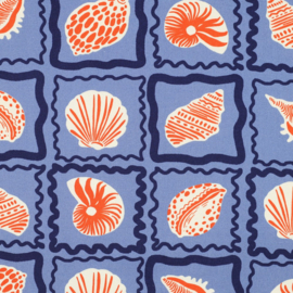Verhees Textiles - Canvas - Shells - Blue Orange