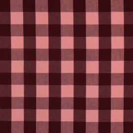 Verhees Katoen - Garengeverfd - Ruit - Pink Aubergine
