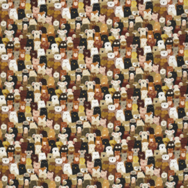 Katoen Poplin Print - Animals - Brown colors