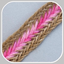 gevlochten band roze/ 3 cm breed