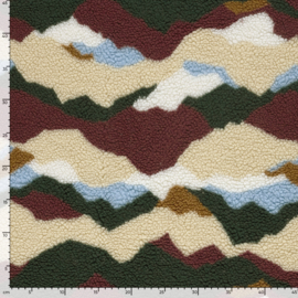 Teddy -  Landscape  - Ecru Bordeaux  Green Blue