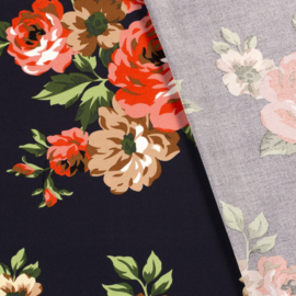 Viscose Crepe - Dark Blue  - Roses Grenadine