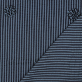 Verhees - Viscose  - Stripes - 3D Flowers  - Indigo
