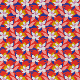 Swafing Tricot Print | Tropical Flowers - Coral