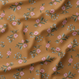 Corduroy - Babyrib - Tiny Flowers  - Ochre