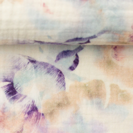 Swafing Double Gauze -  Watercolor Flowers - Lilac