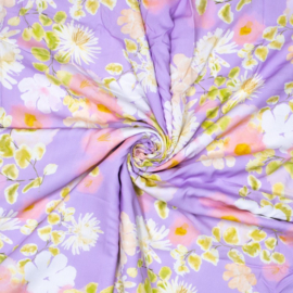 Tencel  - Flowers Watercolor  - Lilac