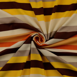Rib Tricot - Stripe - Brown Orange Beige