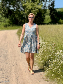 Swafing - Haren  - Double Gauze - Ethnic  Flowers - Indigo Blue