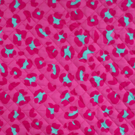 Stepped - Quilted - Leopard  - Double Sided -  Fuchsia Pink Turquoise