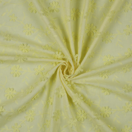 Verhees Textiles - Cotton Voile Embroidery Flowers - Yellow