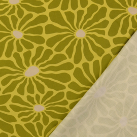 Viscose Poplin  Print - Big Flowers  - Mossgreen