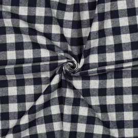 Verhees Katoen - Garengeverfd - Ruit M  - Flannel - Marine