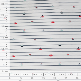 Jersey Tricot Print - Boats - Stripe