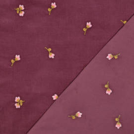 Babycord - Embroidery Flowers  - Mauve