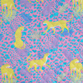 Stepped - Quilted - Leopard  - Double Sided -  Yellow Pink