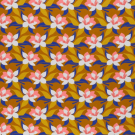 Swafing Tricot Print | Tropical Flowers - Ochre