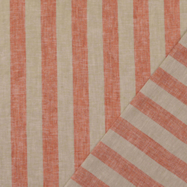 Linnen Katoen   -  Stripe - Natural Red