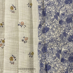 Stepped - Quilted - Flowers   - Double Sided -  Small Flowers - Ecru