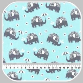 water for elephants on cotton flannel FX6288-AQUA