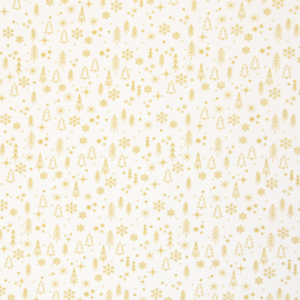 Swafing - Katoen Print Kerst -  Christmas Tree   -Gold Foil - Off White