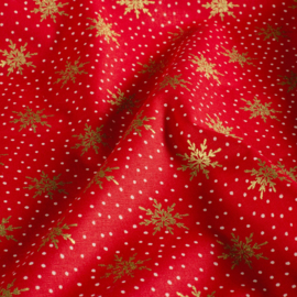 Katoen Print Kerst -  Christmas Star  - Red