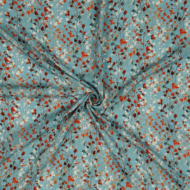 Viscose Radiance - flowers - Light Blue