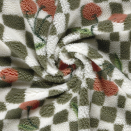 Teddy -  Blocks  & Cherries  - Ecru Blush  Green