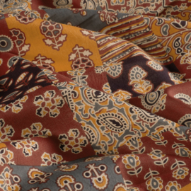 katoen Print - Voile - Batik  -  Patchwork   - Brown Terra Yellow