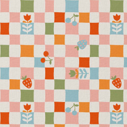 Katoen Print - Checked - Flowers
