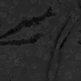 Verhees Viscose Jacquard - Flowers  - Black
