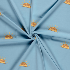 Tricot Jersey Print - Sun- Blue