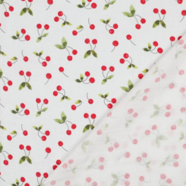 Verhees Textiles - Double Gauze - Cherries - Off White