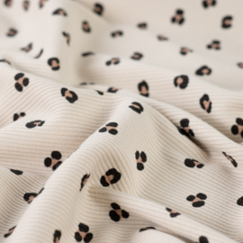 Tricot Rib - Leopard   - Ecru
