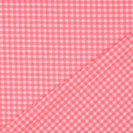 Katoen - Ruit - Neon Pink