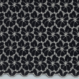Verhees Textiles - Cotton Embroidery 2 Side Border - Navy