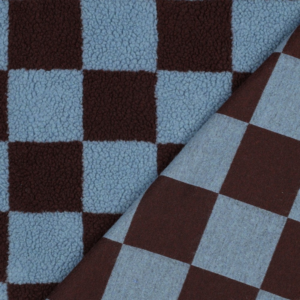 Verhees Textiles - Teddy - Checks   - Blue Bordeaux