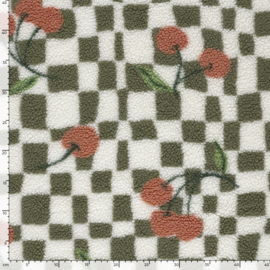 Teddy -  Blocks  & Cherries  - Ecru Blush  Green