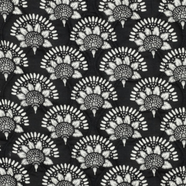 Stepped - Quilted - Katoenen Voile    - Double Sided -  Black