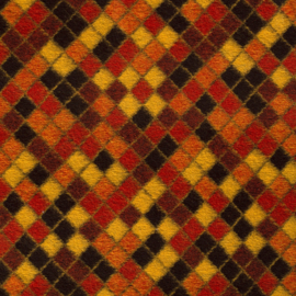 Heavy Knit - Wool Mix - Squares  - Red Yellow