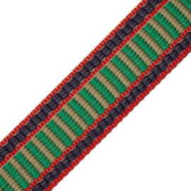 Jacquard Tassenband 4 cm breed - Indigo Green Red